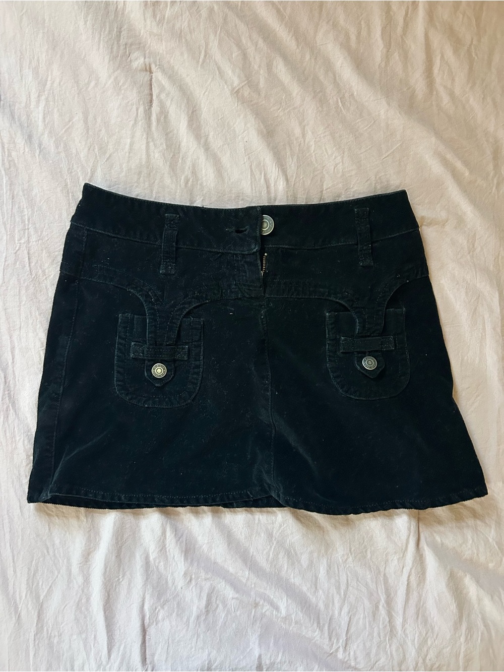 Calvin Klein Black Mini Skirt with Curved Front Pocket Details